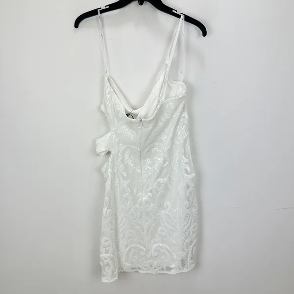 Lulus Want To Wow White Sequin Cutout One-Shoulder Bodycon Mini Dress XL NWT - Image 9