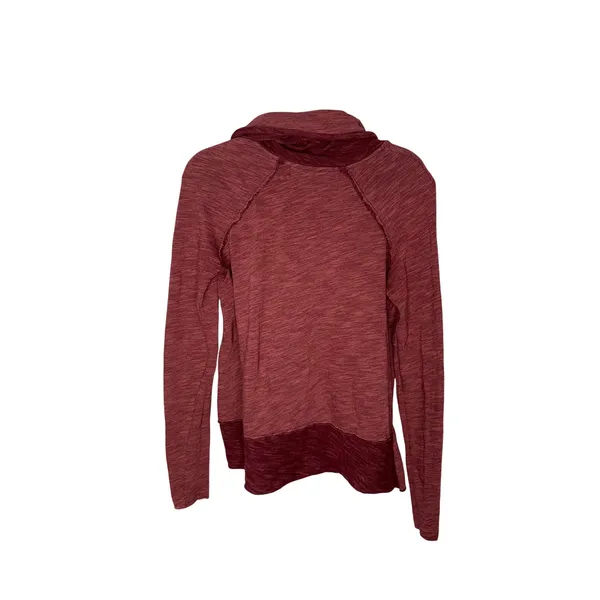 Free People Beach Cowl Neck Pullover Women‎ Medium Burgundy Excellent Slub Knit - Image 4