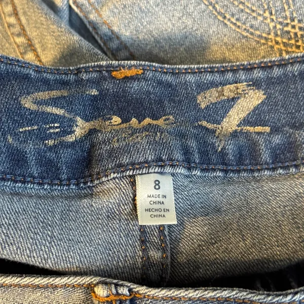 Seven7 Pacifica High Rise Wide Leg Jeans Medium Wash Raw Hem Size‎ 8 - Image 8