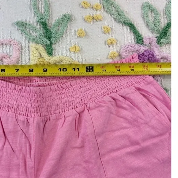 Candace Cameron Bure‎ Pink Smocked Waist Wide Leg Pants Cotton Linen Blend L - Image 5