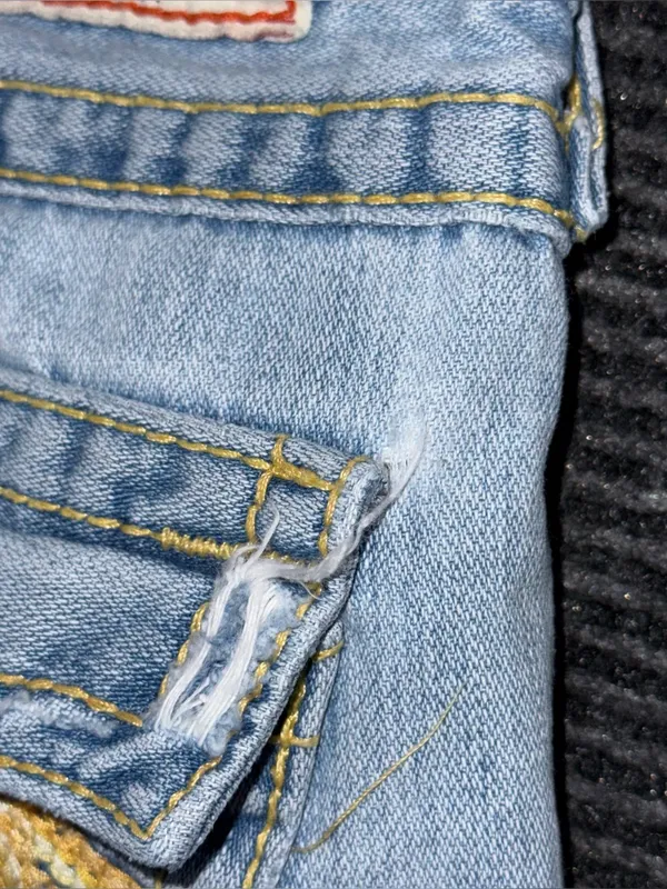 RARE Vintage True Religion Ultra Low Rise Twisted Flare Jeans Distressed 27 x 33 - Image 11
