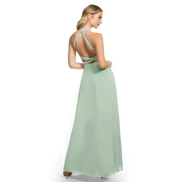 Azazie Clarice A-Line Halter Chiffon Dress in‎ Agave green size 6 bridesmaid - Image 9