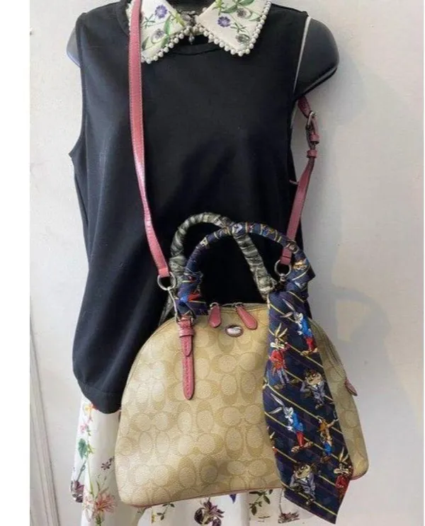 coach customized tan and multicolor cross body bag - Image 4