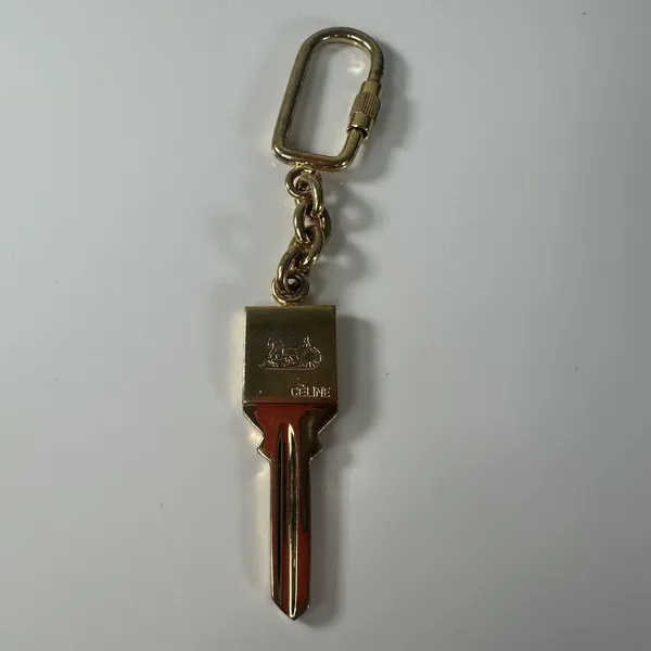 CELINE Keychain Womens One Size Gold Key Shape Horse Carriage Logo Made Italy - Image 4