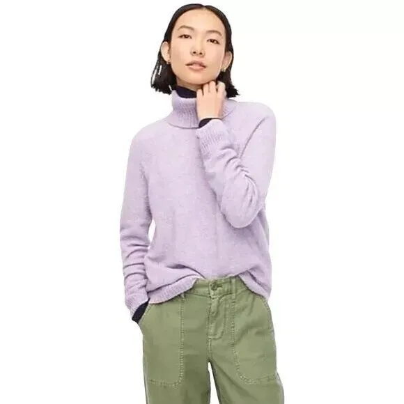J. Crew Sweater Medium Pastel Super Soft‎ Yarn Alpaca Wool Blend Turtleneck Cozy - Image 3