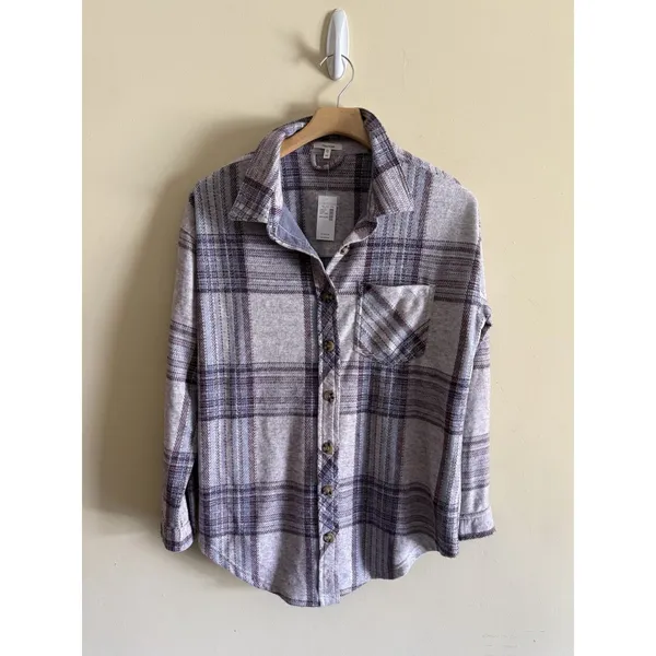 Maurices‎ Women's Flannel Plaid Shacket Size Medium Purple Soft Lightweight NWT - Image 2