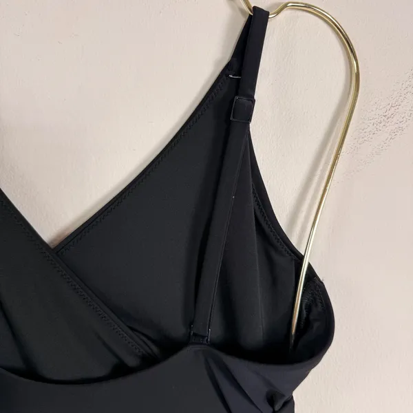 Aerie Womens Wrap Front Cutout One Piece Swimsuit Black Full Coverage Size L NEW - Image 4
