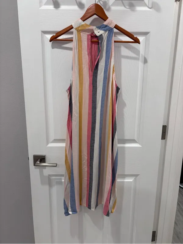 Anthropologie Cloth & Stone Multi-Stripe Halter Dress -size‎ Medium - Image 4