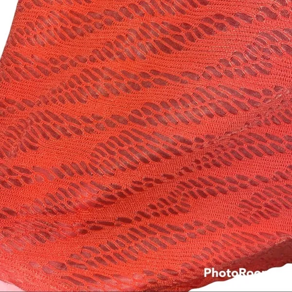 Chico’s Coral Red Orange Semi Sheer Asymmetric Hem Top 3 XL 16 EUC - Image 3
