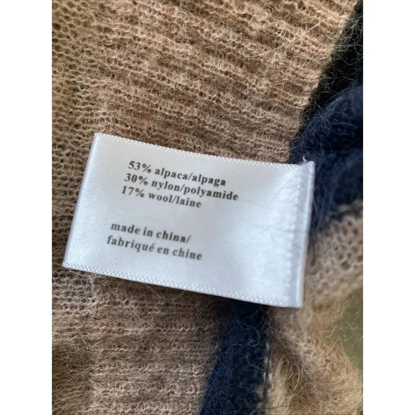 Pam Gela Revolve Striped Alpaca Wool Sweater Womens Size‎ S Navy Tan Fuzzy - Image 6