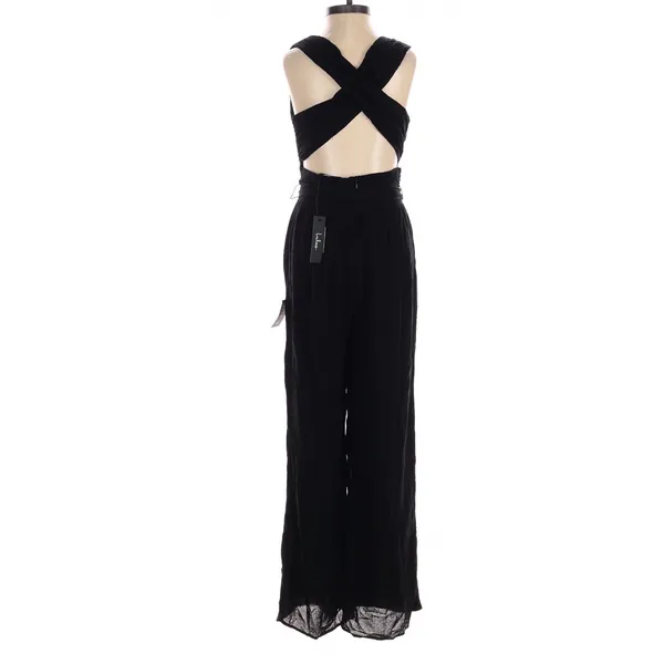 Lulus Trendy Aesthetic Black Smocked Tie Back Wide Leg Jumpsuit - Image 8