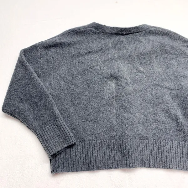 Zara Soft‎ Knit Cardigan Womens Size S Charcoal Grey Wool Blend V-Neck Cropped - Image 9