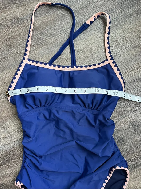 Eomenie Blue One Piece Womens Bathing Suit, NWT size Small 🔴 - Image 3