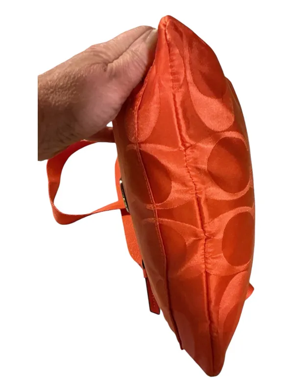 Authentic Coach Orange Signature Jacquard Nylon Crossbody Messenger Bag NWOT - Image 3