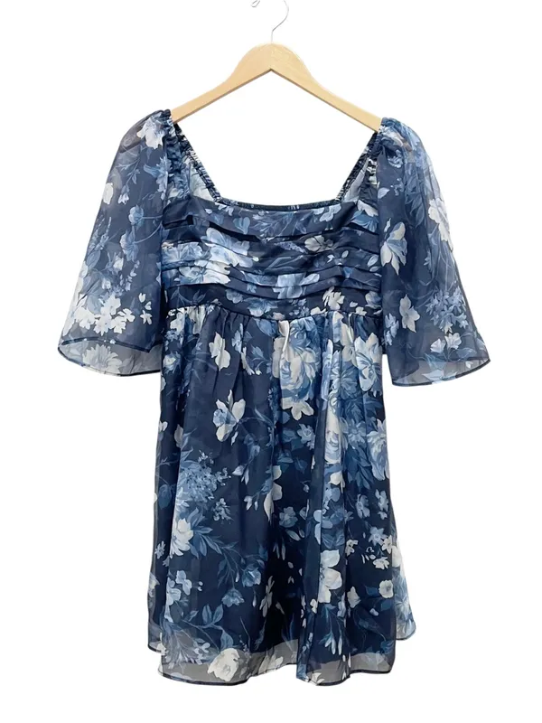 Abercrombie & Fitch Emerson Mini Dress Medium Blue Floral Organza Angel Sleeve - Image 2