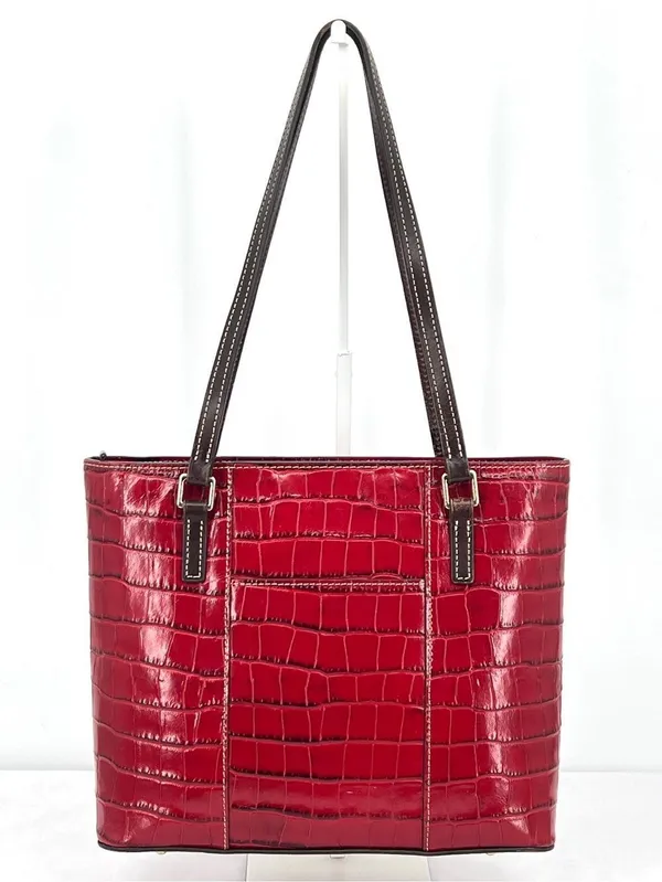 Dooney & Bourke Croco Embossed Red Leather Lexington Shopper Tote Shoulder Bag - Image 12