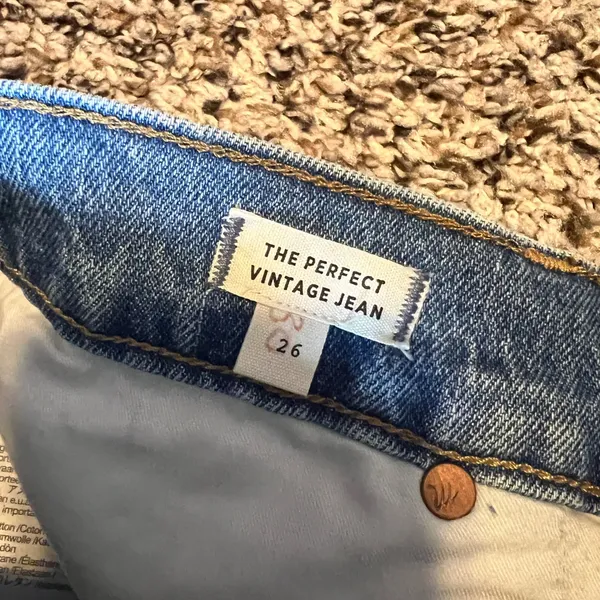 Madewell The‎ Perfect Vintage Jean High Rise Frayed Hem Medium Wash Women 26 - Image 3