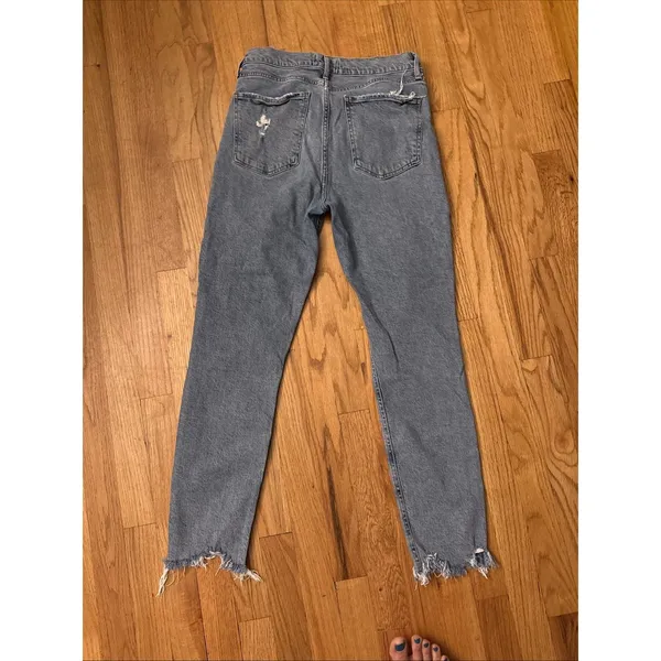 Agolde 90's Pinch Button Fly Jeans 28 Blue High Rise Straight Organic Raw Hem - Image 4