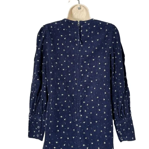 Something Navy Edie Corduroy Long Sleeve Mini Shift Dress Navy Blue Floral‎ XS - Image 12