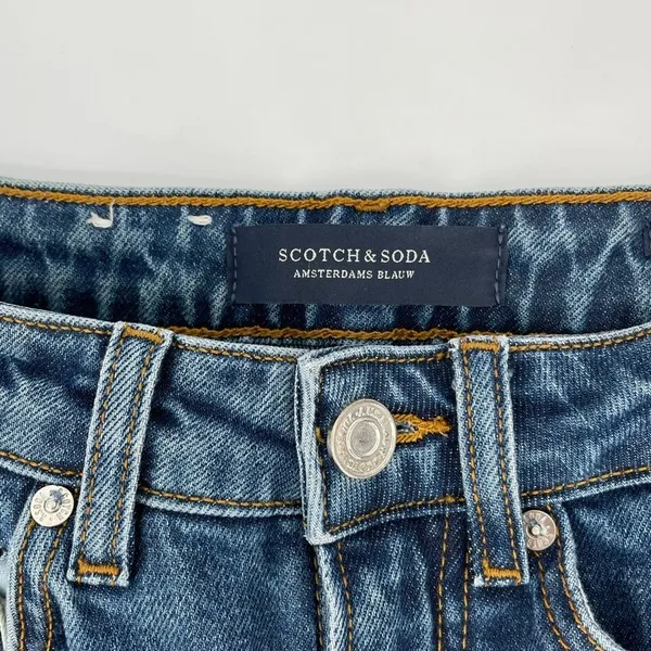 Scotch & Soda Amsterdam Blauw Womens Jeans Flare Leg Blue Size 24/30 Y2K‎ - Image 4