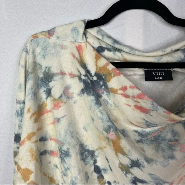 Boutique‎ Vici Pastel Firework Cowl Neck Long Sleeve T-Shirt L - Image 2