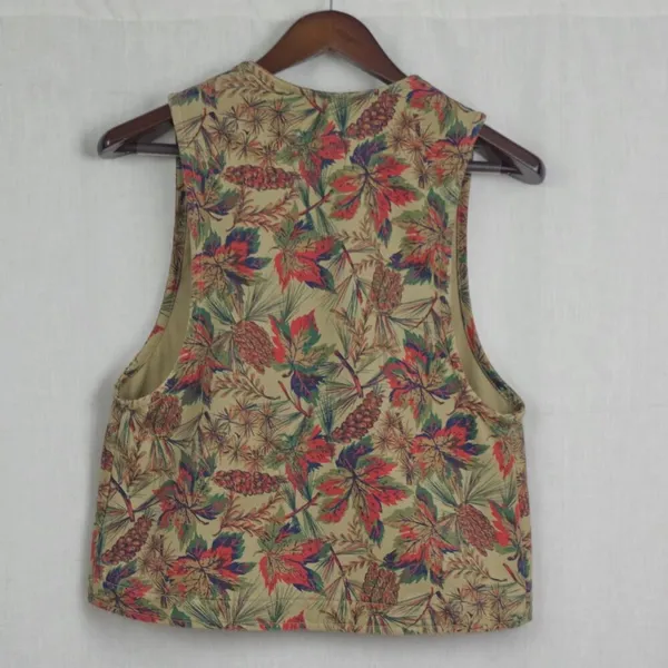 Ladies' Vintage USA Made Floral Canvas Vest By Willowbend Small - Image 4