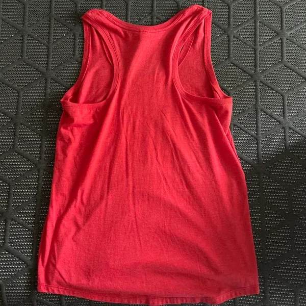 Red Tank Top with White Cursive Text Reading “Vacation Mode”, Men’s Size L - Image 3