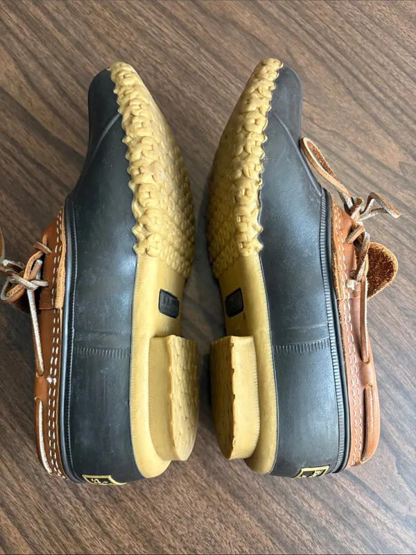 VTG LL Bean Size 7 Two Tone Brown & Black Duck Shoes - Casual Outdoor Loafers - Image 3