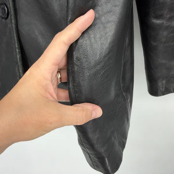 Excelled Collection Women's L Black Genuine Leather Blazer Jacket Y2K - Image 3