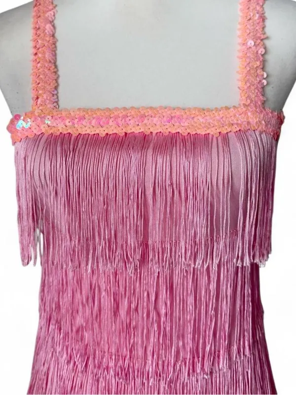 Pink Fringe Flapper Dress - Image 5