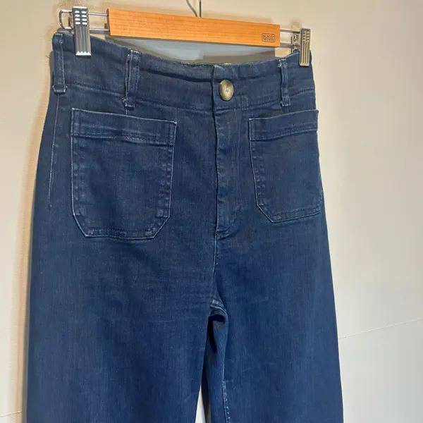 Anthropologie Maeve the Colette Dark Wash Wide Leg Cropped Jeans - size 28 - Image 3