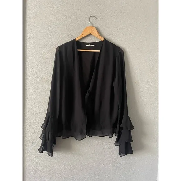 Tularosa Winnie Womens Black Ruffle Sleeve Blouse - Image 5