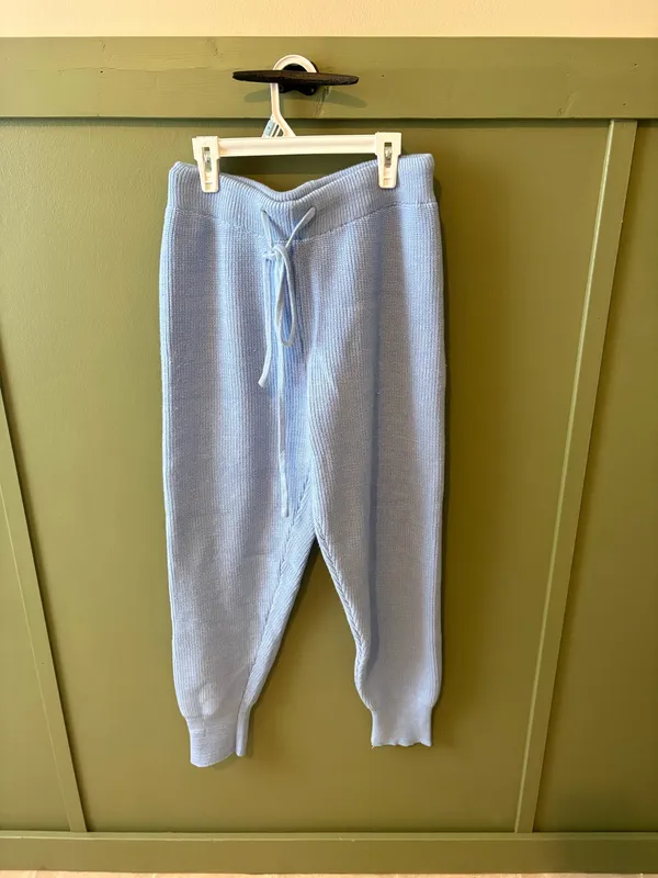 Light Blue Ribbed Knit Lounge Set Size L - Image 5