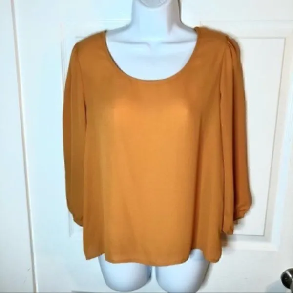 Brenda’s Button Back Blouse Mustard Yellow S - Image 8