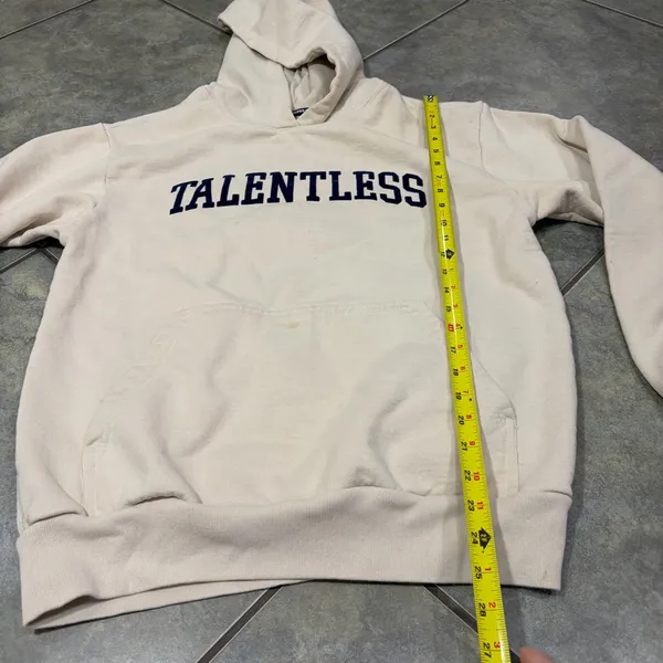 TALENTLESS Beige Pullover Hoodie Sweatshirt Graphic Print Casual Preppy Sz M - Image 10