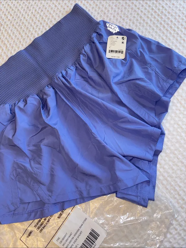 NEW! Free People FP Movement L CARPE DIEM Blueberry Athletic Shorts Periwinkle - Image 9