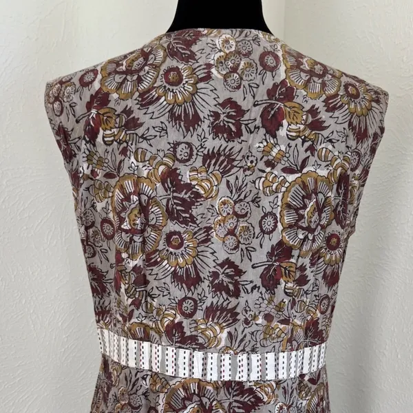 Boho Floral Block Print Maxi‎ Dress Sleeveless Earth Tones Size L Fairy Festival - Image 4