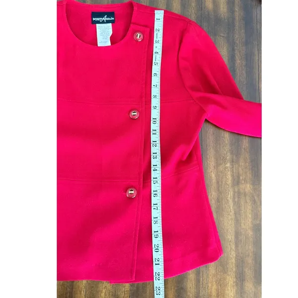 Vintage Red 2 Piece Pant Suit‎ Asymmetrical Button Blazer Pleated Trousers 1980s - Image 13
