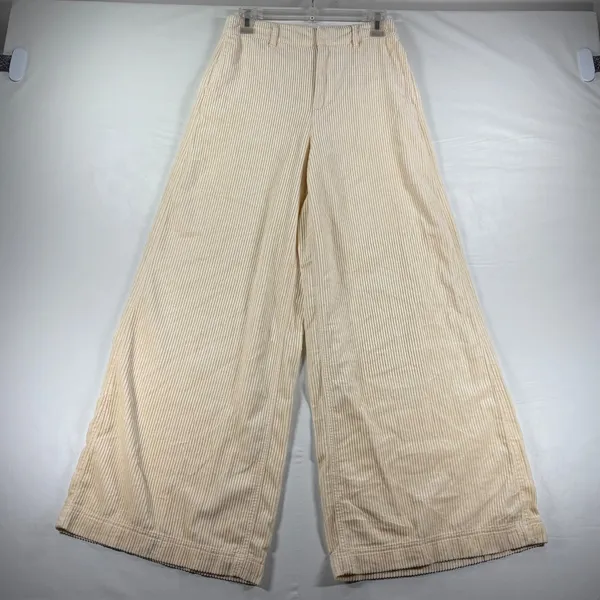 Universal Threads Cream Corduroy Wide Leg Pants High Rise Beige Size 4 NEW - Image 2