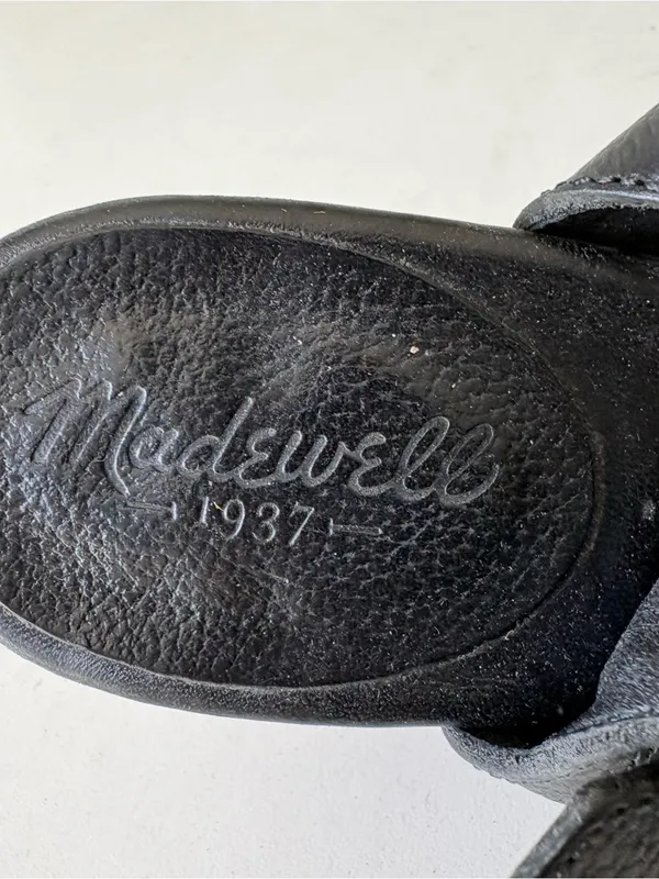 Madewell Black Leather Ankle Strap Platform Wood High Heels Sandals Womens Sz 10 - Image 12