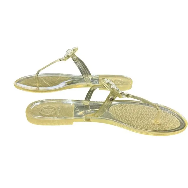 Tory Burch Transparent Yellow Jelly Sandals Women’s Size 8 Logo Thong EUC - Image 2
