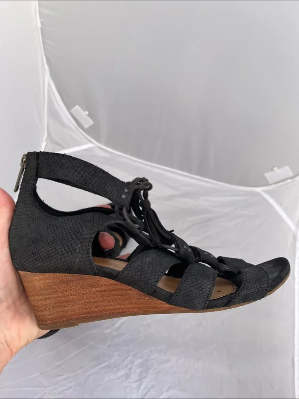 UGG Yasmin Snake Embossed Leather Wedge Sandals - Size 8.5 - Image 10