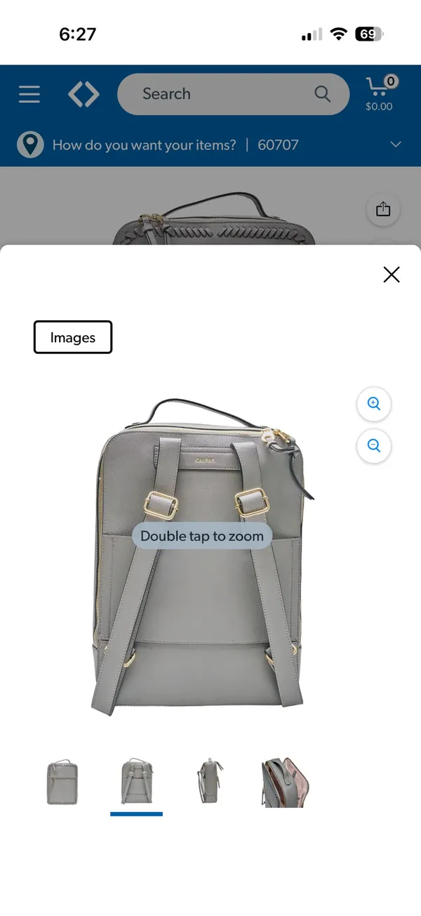 Calpak Grey Leather Bagpack Gray - Image 2