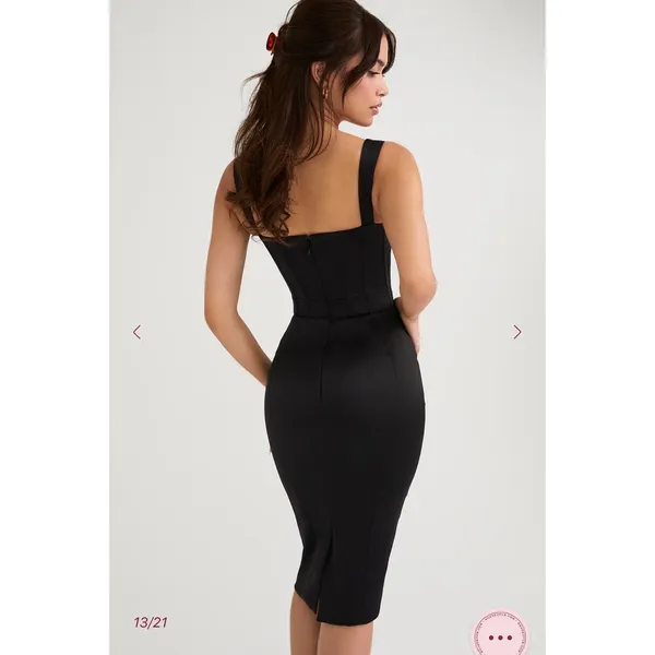 House of CB FIORELLA Black Satin‎ Corset Midi Dress Size Small Feminine Sexy - Image 5