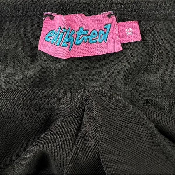 Edikted Black Ruffle Mini Skirt Y2K Sheer Hem - Image 6