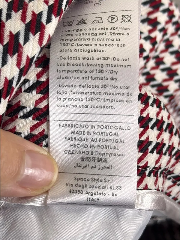 Space Simona Corsellini Houndstooth Wide Leg Palazzo Pants IT 42 Red Black - Image 5