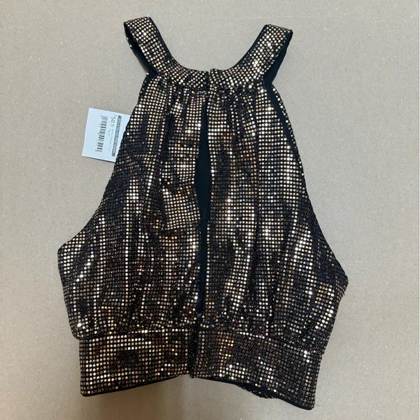Black and Gold Sequin Halter Top - Image 4