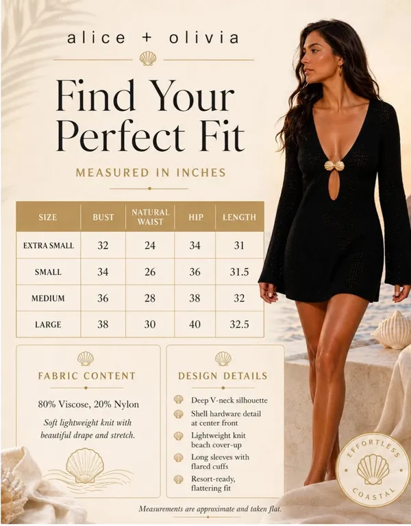 Alice + Olivia Coastal Luxe Black Knit Swim Cover-Up Dress NWT Small - Image 5