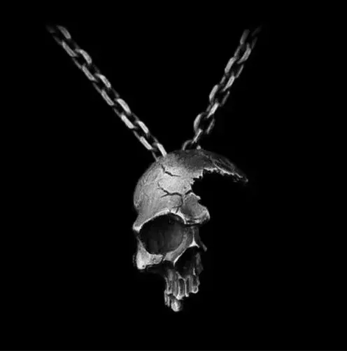 Retro Half Skull Gothic Punk Necklace Metal Skull Pendant Steampunk Jewelry - Image 6