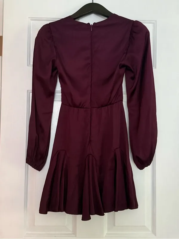 Abercrombie & Fitch Satin Plunge Dress in Plum - Image 3
